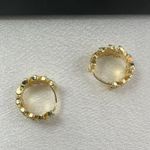 13mm Small CZ Leaf Hoop Earrings for Women Gold Photo 3