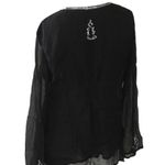 new Chaudry ❃ Viscose Sequin Embellished V Neck Caftan Top ❃ Swim Cover ❃ Black Size L Photo 2