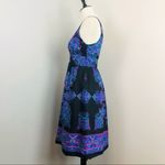 Tibi  Silk Paisley Print Sleeveless Fit and Flare Dress Sz 4 Galaxy Photo 4