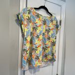 L.L. Bean Signature Size M Rangeley Cotton Tee Scoop Neck Lemon Floral Tee Shirt Yellow Size M Photo 5