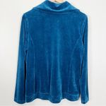 Talbots  Women's Luxe Velour Blue Long Sleeve Zip-Front Jacket Size Small Photo 6