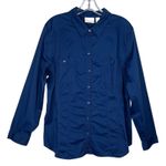 Chico's Shirt Womens Large 2 Blue Button Up Blouse Casual Preppy Career Versatile Photo 0