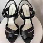 Gianni Bini  Black Leather Platform Heels Ankle Strap Size 8(B100) Photo 2