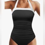 NEW 1 Pc Swimsuit Tummy Control Bathing Suits Full Coverage S 4/6 Black Photo 0