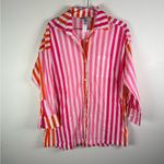 Beach Riot  Pink Orange Stripe Cotton Button Down Shirt Photo 1