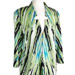 Ming Wang  Knit Blazer Blue Green Black White Size XL Photo 3