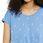 IZOD NEW  Blue and White Cacti Printed Tie Front Blouse Novelty Coastal Comfort L Photo 2