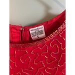 Laurence Kazar Vintage  Red Beaded Silk Short Sleeve Dress w/ Shoulder Pads Photo 2