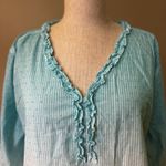 Chico's Chico’s Ombre Tunic Top White Aqua Sz 2 EUC Ruffle Resort Wear Coastal Cruise Photo 11