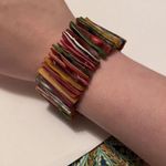 Women’s Multi Color Colorful Beaded Shell Costume Bracelet Cuff Photo 7