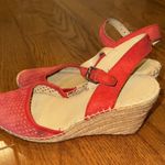 Franco Sarto Coral Red Suede Wedge Sandal Size 8M *Excellent Condition Photo 6