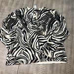 Chico's Cardigan Womens Black Brown Zebra Button Up Rhinestones V Neck Size 3 Photo 4