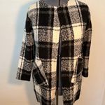 Ann Story Open Sweater Coat White Black Plaid Size L Photo 1