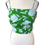 KATE SPADE NY FOR TARGET GREEN FLORAL RUCHED TIE LINEN BLEND TOP MEDIUM NWT. Photo 0
