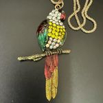 Betsey Johnson Gold-tone Enameled Bejeweled Rhinestones Parrot 30” Necklace Photo 5