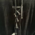 RCG Velvet Lace Up Hoodie Black with Blue Satin Lined Hood Women’s Medium Photo 1