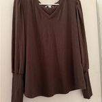 Zac and Rachel  Chocolate Brown V-Neck Blouse Photo 2
