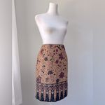 Mixit Vintage Y2K  Tan, Burgundy & Black Floral Print Knee Length Wrap Skirt Photo 5