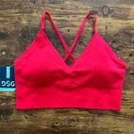 Dsg Red Ribbed Lightly Padded Strappy Back Sports Bra Photo 3