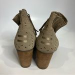 Toms  Majorca tan perforated suede heels peep toe block heels women’s size 9 Photo 3