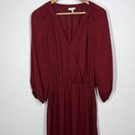 Joie  Molly Silk Mini Dress Small S Dark Red Faux Wrap Photo 1