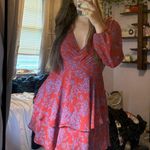 Orange and Purple floral dress Photo 0