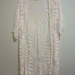 Rebellion Cream Boho White Sheer Lace Midi Kimono Cardigan Beach Coverup Medium Photo 0