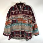GRACE KARMA Women's 3X Southwestern Patterned Shacket Jacket Burgundy Teal boho Brown Photo 0