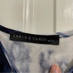 Chris & Carol  Plus Navy Blue Tie Dye Spaghetti Strap Summer Dress Tiered Midi 1X Photo 3