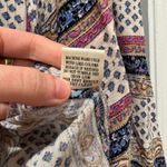 fab'rik  Women's Large Tie Front Top Blouse Bell Sleeve Fall floral Bohemian Print Photo 5