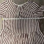 Madewell Stanza Ruffle-Hem Top Striped Size XS Deep Wine White Womens Photo 6