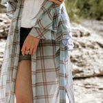 ‎Lightweight Chiffon Plaid Kimono Blue Photo 4