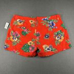 Old Navy  Shorts Womens 12 Red Floral Linen Blend 3.5 Inseam Tropical Summer NWT Photo 5