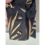 Joie  Linen Blend Black Top Sz S Black Leaf Tunic Button Shirt Oversized Photo 4