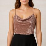 Garage Women's Size Small Pink Velvet Sleeveless Thong Back Bodysuit Photo 1