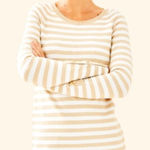 Lilly Pulitzer Dinah Crewneck Sweater White Cream Gold Striped Size Small Photo 0