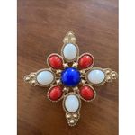 VINTAGE SARAH COVENTRY RED WHITE BLUE MALTESE CROSS PIN BROOCH 2 ½ INCHES SIGNED Photo 2