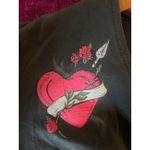 Contempo Casuals Vintage 90's Tie Front Tattoo Crop Top GRUNGE GOTH Tee Heart Photo 5