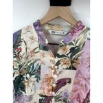 ZARA  Blogger Fav Pastel Floral Parrot Print Shirt Dress Linen Blend Size Small Photo 5