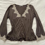 Rosa Cherie Brown cream lace top button Photo 0