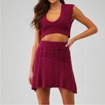 For Love & Lemons  Layton Burgundy Knit Sweater SET Vest & Skirt Set Small NWT Photo 2