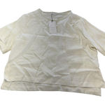 ZARA Shirt Womens Large White 100% Linen Short Sleeve Boxy Pocket Crewneck Top Photo 0