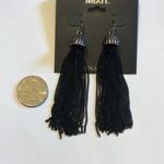 Mixit Black Metal Chain Dangling Tassel Rhinestone CZ Pierced Earrings Photo 2