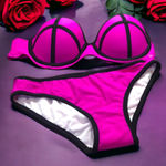 Hot pink &‎ black trim bathing suit juniors size M bikini Size M Photo 0