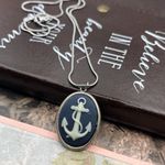 Vintage Nautical Anchor Necklace Stainless Steel 20” Navy Coastal Cowgirl Black Photo 3