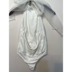 TCEC  Pleated Organza Bodysuit In White NWT Rear Bow Detail‎ Stretchy Size Medium Photo 5