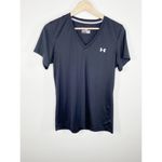 Under Armour Heat Gear Semi-Fitted Black V-Neck T-Shirt Women's Size Large L Photo 2