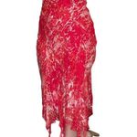 Vintage Y2K Silk Velvet Burnout Halter Dress Red Handkerchief Hem Red Bimbo Pink Size 8 Photo 1