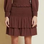 Nation Ltd Abby Smocked Ruffle Mini Dress in Pinot Noir Photo 0