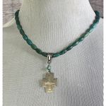 VTG Genuine Turquoise Sterling Cross Native American Southwestern 18” Necklace Blue Photo 1